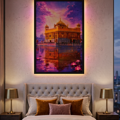 Golden Temple Neon LED Wall Art 40x60cm USB Powered Frame Decor