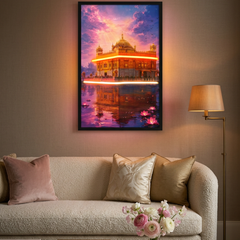 Golden Temple Neon LED Wall Art 40x60cm USB Powered Frame Decor