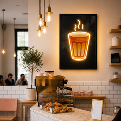 Tea Cup Neon LED Wall Art 40x60cm USB Powered Kitchen Home Decor