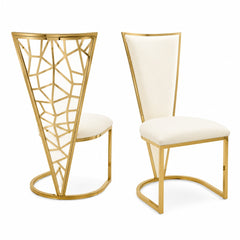 Set Of 2 Vienna Cream & Gold Dining Chairs