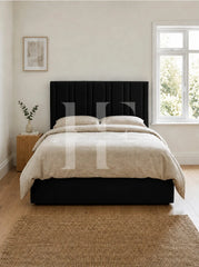 Modern Velvet Vertical Channel Tufted Upholstered Bed Frame