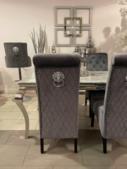 1.6m Grey Marble Dining Table & Grey Madrid Chairs