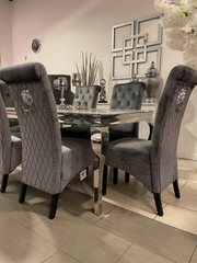 1.6m Grey Marble Dining Table & Grey Madrid Chairs