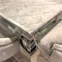 1.6m Marble Grey Dining Table Minister Grey Chairs