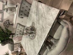 1.6m Marble Grey Dining Table Minister Grey Chairs
