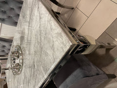 1.6m Marble Grey Dining Table Minister Grey Chairs