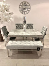 1.6m Marble Grey Dining Table Minister HQ Silver Chairs