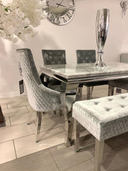 1.6m Marble Grey Dining Table Minister HQ Silver Chairs