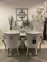 1.6m Marble Grey Dining Table With Aydin Silver Chairs