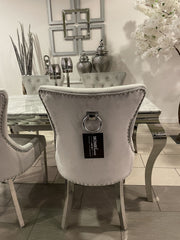1.6m Marble Grey Dining Table With Aydin Silver Chairs
