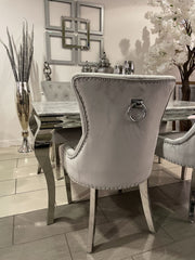 1.6m Marble Grey Dining Table With Aydin Silver Chairs