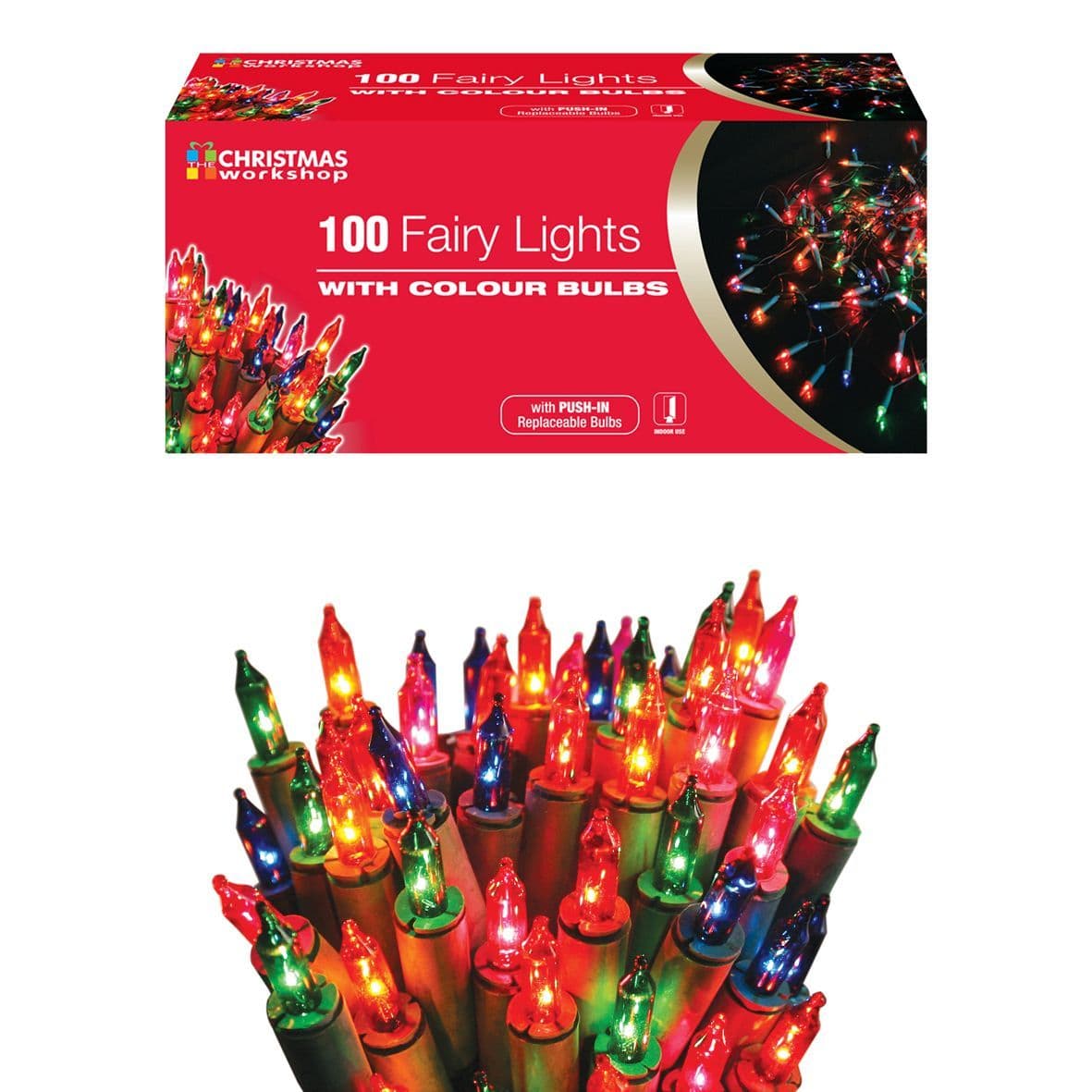 100 Shadeless Fairy Lights Clear/Mulit-Colour