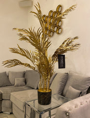 105Cm Gold Luxe Palm Tree Decor Plant