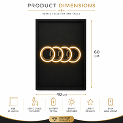 Audi Neon LED Wall Art 40x60cm USB Powered Modern Home Decor Sign UK