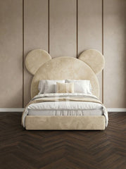 Luxury Bear Ears Shaped Upholstered Kids Bed Frame