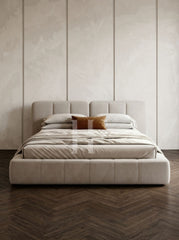 Modern Split-Back Curved Vertical Channel Upholstered Bed Frame
