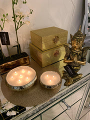 14cm Kasbah 3 Wick Gold Round Décor Candle