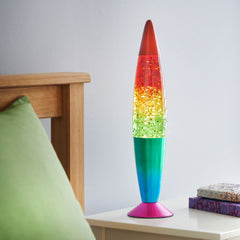 16" Rainbow Glitter Lamp Chome Base