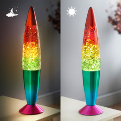 16" Rainbow Glitter Lamp Chome Base