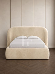 Modern Curved Velvet Upholstered Bed Frame