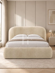 Modern Curved Velvet Upholstered Bed Frame
