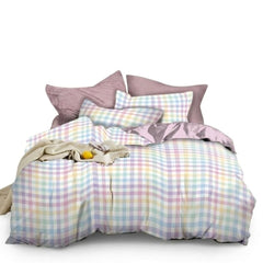 Gaveno Cavailia Pastel Gingham King Duvet Cover Microfibre Bed Set