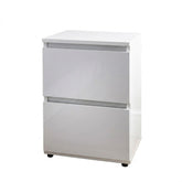 Norsk 2 Drawer Bedside Table - White High Gloss Modern Nightstand