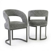Set of 2 Lina Grey Dining Chairs - Modern Quilted Wrap-Around Seats