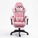 ZADAR White/Pink Musical Gaming Chair with Bluetooth, RGB & Footrest