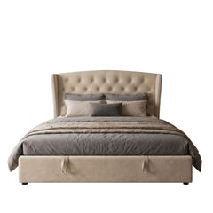 Marlow Cream Velvet Storage Ottoman Bed - Single, Double, King Sizes