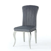 Armenia Dark Grey Velvet Dining Chairs - Set of 2 with Silver Legs