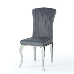 Armenia Dark Grey Velvet Dining Chairs - Set of 2 with Silver Legs