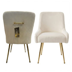 Marco Dining Chair Brushed Velvet In Mink Gold Legs - Sold In Pairs