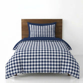 Gaveno Cavailia Blue Gingham Single Duvet Cover Microfibre Bed Set