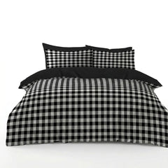 Gaveno Cavailia Black Gingham King Duvet Cover Microfibre Bedding Set