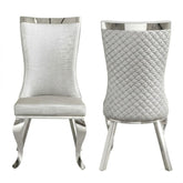Samara Grey Silver Velvet Dining Chairs - Set of 2 Quilted Back