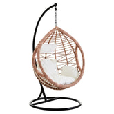Goa Natural Rattan Effect Hanging Egg Chair Swing Cream Cushions
