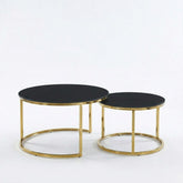 Aria Black Marble & Gold Nesting Coffee Tables - Set of 2 Round, 80cm