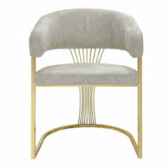 Cream Porado Leatheraire Dining Chair | Gold Frame Luxury Seating