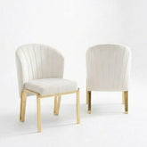 Set of 2 Beige Velvet Fabio Dining Chairs with Luxury Gold Frame