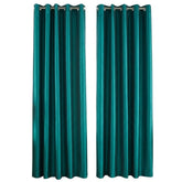 Emerald Green Faux Silk Fully Lined Eyelet Curtains - 1 Pair