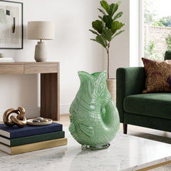 Home Luxe Sage Green Glass Fish Shaped Flower Vase Home Decor | 30cm