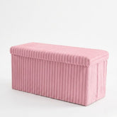 Gaveno Cavailia Pink Ribbed Storage Bench - 2 Seater Foldable Ottoman