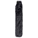 72cm Long Hot Water Bottle with Luxury Black Faux Fur Cover & Pom Poms