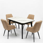 Arizona Extending Cream Gold Ceramic Table & 4 Palermo Beige Chairs