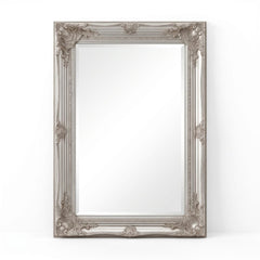 Vintage Antique Silver Wall Mirror 60x90cm Ornate Baroque Frame