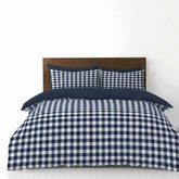 Gaveno Cavailia Blue Gingham Double Duvet Cover Microfibre Bed Set