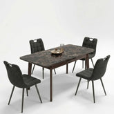 Arizona Extending Black & Gold Ceramic Table & 4 Monza Black Chairs