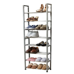 About Home 8-Tier Stackable Shoe Rack - Versatile Grey Storage Tower