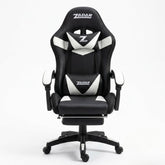 ZADAR White/Black Musical Gaming Chair with Bluetooth, RGB & Footrest
